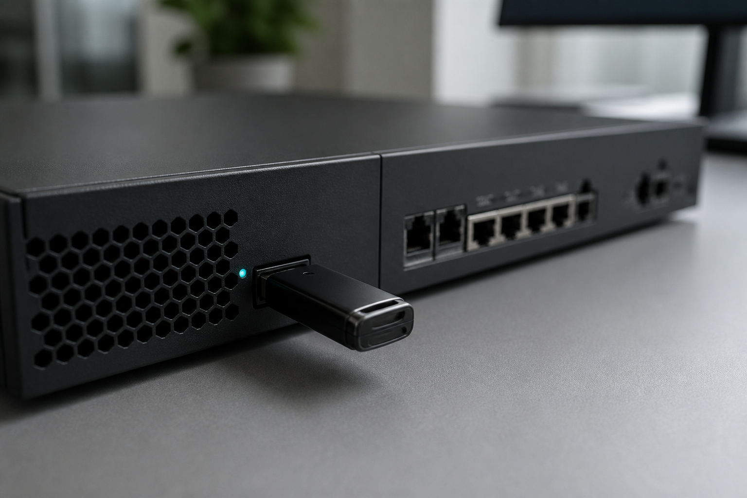 USB backup connected to the EDGE appliance